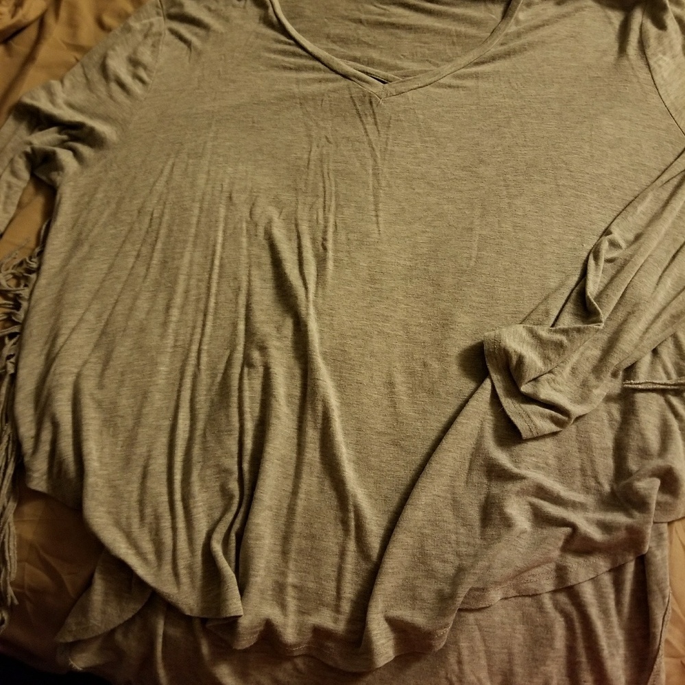 Gray Fringe Tee